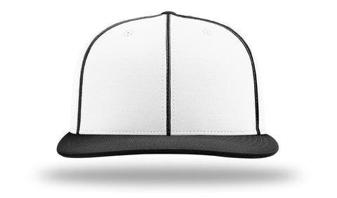 Flex Fit White Hat with 6 Panel Black Piping