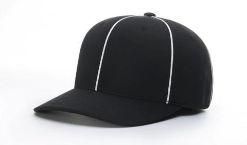 Flex Fit Black Hat with White Piping